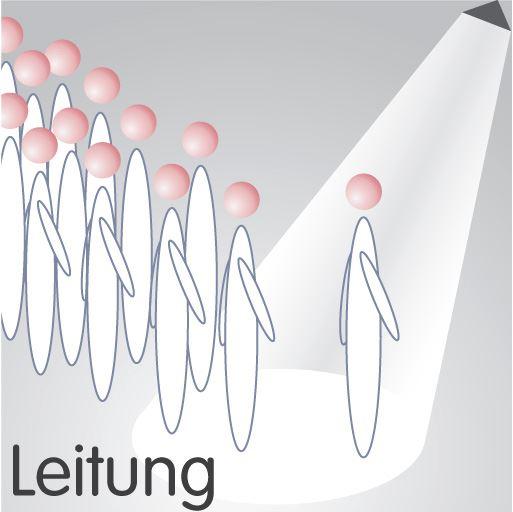 Leitung im FM Darstellung von Mitarbeitern und dem Leiter unterhalb einer Lampe