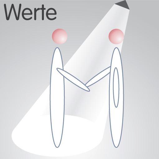 Werte bei FM.Connect.com Bildlich dargestellte Geschaeftsleute reichen sich die Hand unter einer hellen Lampe als Zeichen von Transparenz & moralisch-ethischen Werten